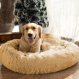 MFOX Calming Dog Bed (L/XL/XXL/XXXL) for Medium and Large Dogs Comfortable Pet Bed Faux Fur Donut Cuddler Up to 25/35/55/100lbs