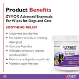 Zymox Advanced Enzymatic Ear Wipes for Dogs and Cats - for Dirty, Waxy, Smelly Ears - Premium Strength Ear Cleaner Wipes - Non-Irritating - Hypoallergenic - 100 ct