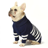 Fitwarm Dog Striped Knitted Sweater, Thermal Turtleneck Pet Coat, Dog Winter Clothes for Small Dogs Boy Girl, Cat Apparel, Blue, Small