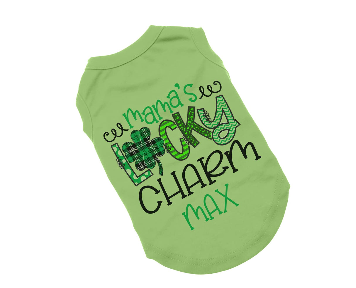 Mama's Lucky Charm Dog Shirt, Cute St. Patrick's Day Dog Shirt, Lucky Charm Shirt for Dogs,St. Patrick's Shirt for Dogs, Clothes for Pets (XXS- 2-4 lbs, Green Shirt)
