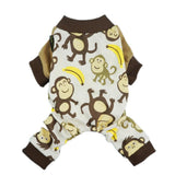 Fitwarm Monkey Dog Pajamas, Cute Dog Clothes for Small Dogs Boy Girl, Pet Onesie Clothing, 100% Breathable Cotton, Brown, XXL