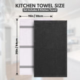 100% Cotton Kitchen Towels - 15x25 Inch Ultra Soft Tea Towel, Super Absorbent Terry Dish Towels for Kitchen Linens |Grey|