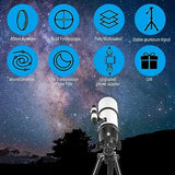80x600mm AZ Telescope, Travel Telescopes for Adults Astronomy Beginners with 13 Pieces Telescope Accessories Kit