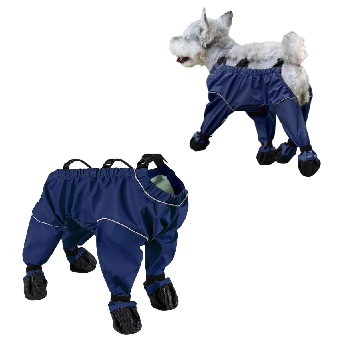 Dog Snowsuit with Attached Boots, Suspender Booties for Small Dogs Anti-Slip, Pet Paws Protector Dirty-Proof Waterproof,Pet Snow Pants Shoes for Outdoor Walking Running Hiking Pants Boots