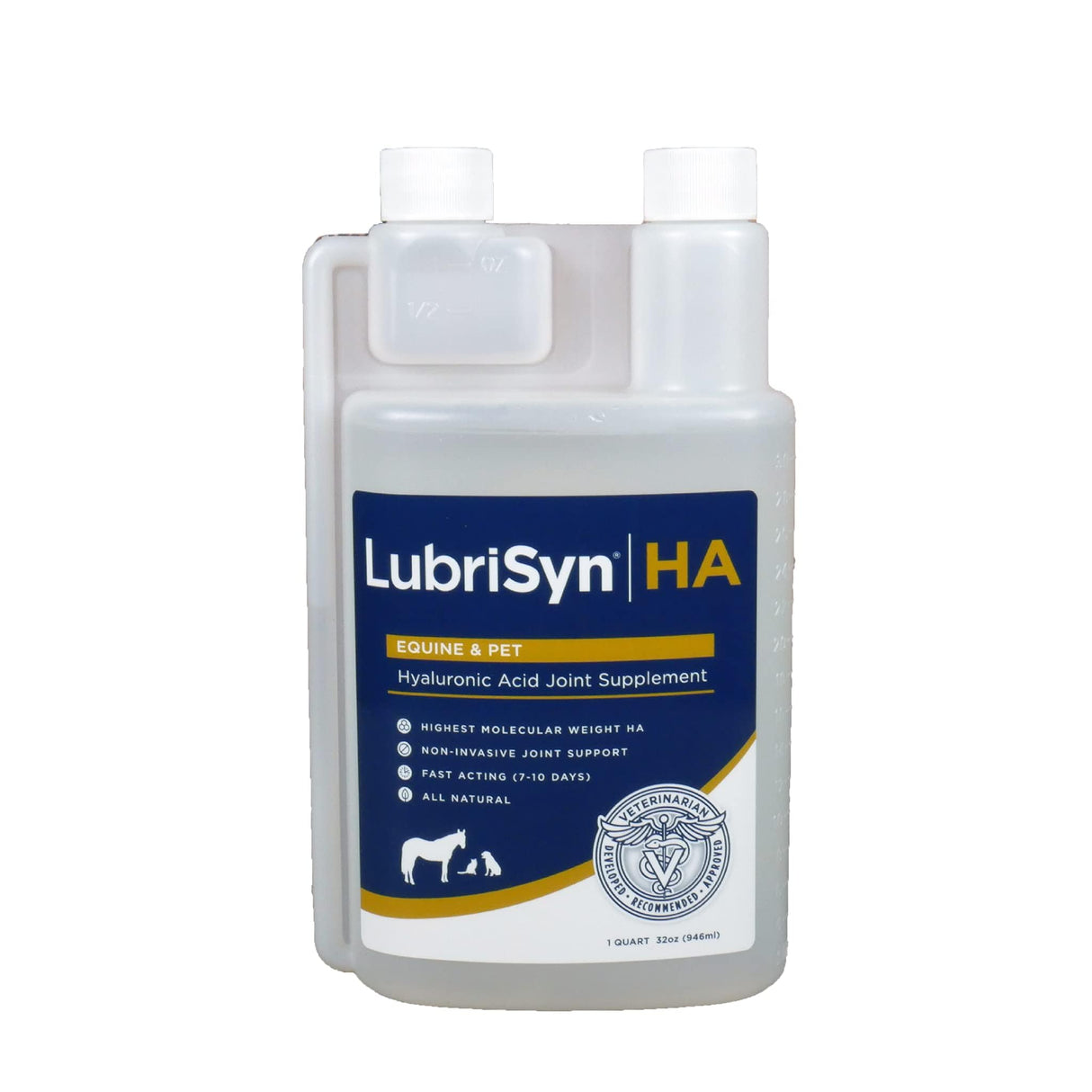 LubriSynHA Hyaluronic Acid Hip & Joint Care Supplement for Dogs, Cats & Horses – Liquid Oral HA for Pets – Joint Support Supplement Promotes Mobility, Flexibility, Cartilage Health & Comfort – 32oz