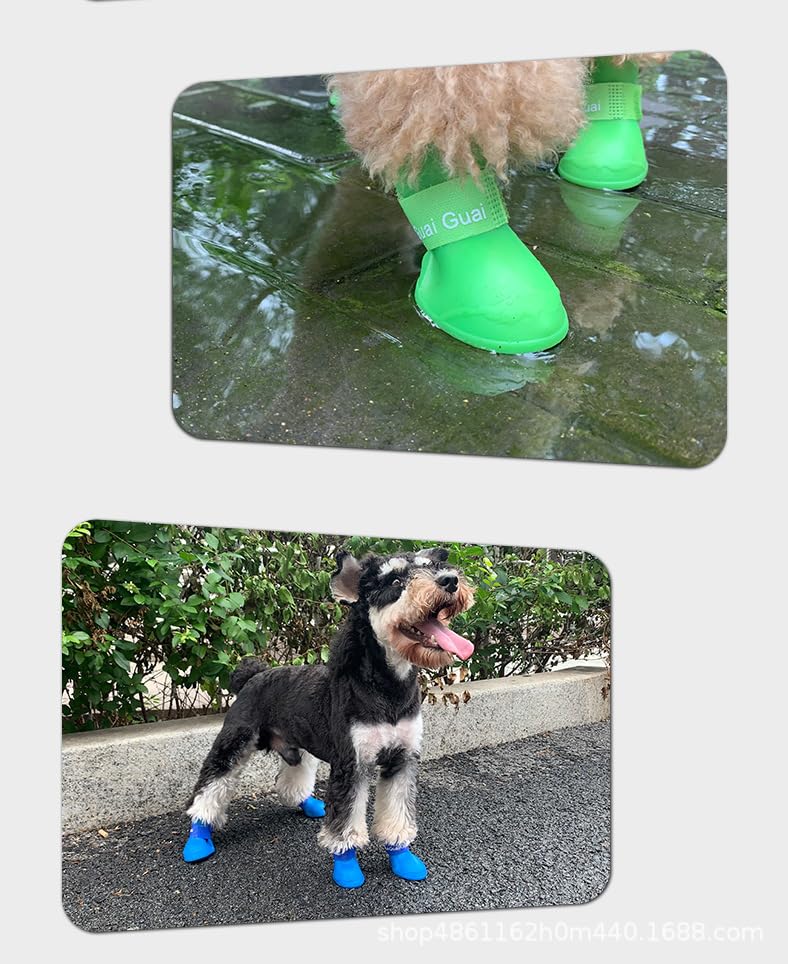 Dogs Candy Colors Anti-Slip Waterproof Rubber Rain Shoes Boots Paws Cover (Red,XXL)