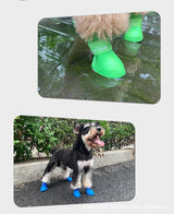 Dogs Candy Colors Anti-Slip Waterproof Rubber Rain Shoes Boots Paws Cover (Red,XXL)