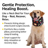 LovinPet Dog Recovery Collar, Adjustable Soft Cone for Medium & Large Dogs, Post-Surgery Comfort & Lick Prevention, Interstellar Black Print,Black