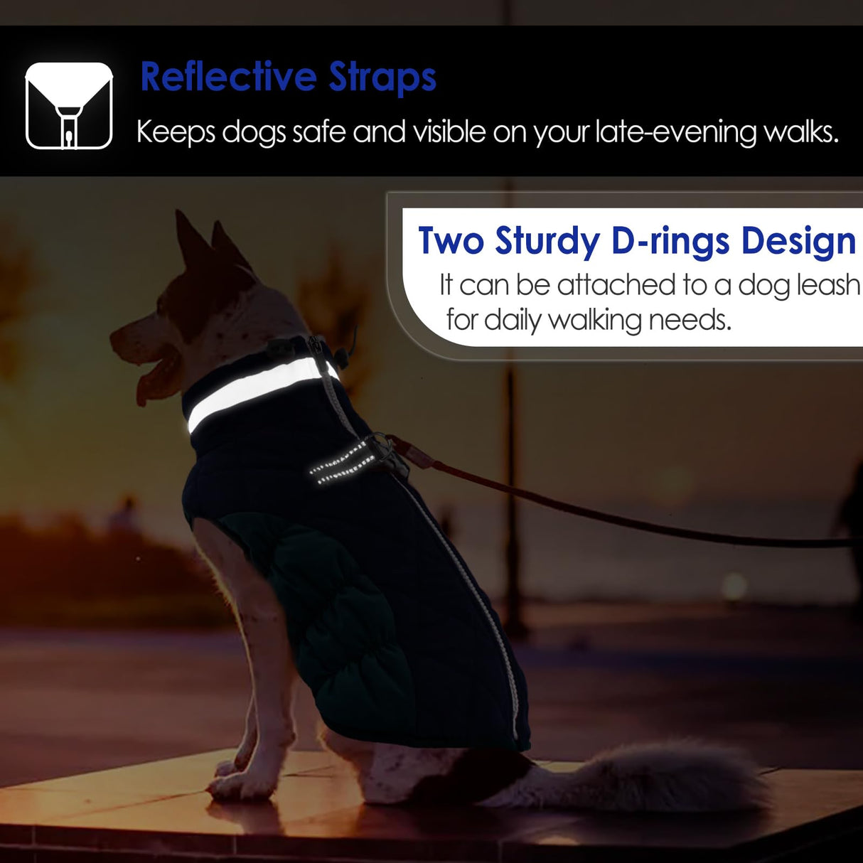 AOFITEE Dog Coat, Warm Dog Winter Coat for Small Dogs, Reflective Turtleneck Dogs Jacket with Harness Built in, Waterproof Windproof Pet Fleece Vest Snow Jacket for Cold Weather, Navy S