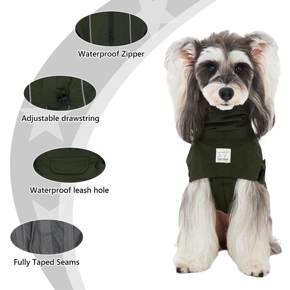 HowlyWoof Waterproof Dog Raincoat, Hooded Raincoat for Dachshund Whippet Small Medium Large Dogs, Adjustable Dog Rain Coat Jacket (05(chest21-23'', back17-19.5''))