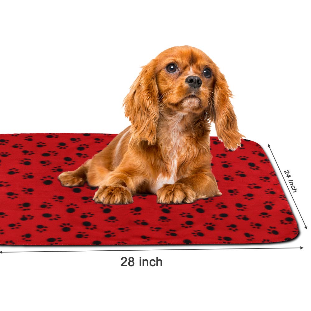 Comsmart Dog Blankets for Small Dogs, 6 Pack Puppy Blanket Cute Paw Print Pet Blanket for Dog, Puppy, Cat, Kitten, 24x28 inches, Red