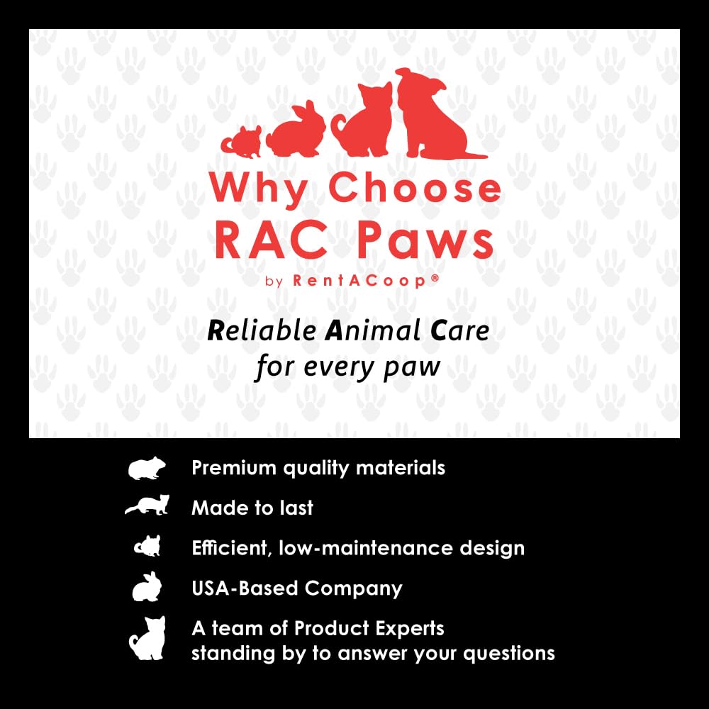 RentACoop No-Drip 32oz Small Animal Drinking Bottle with Auto-Fill Metal Cup for Small Pet/Bunny/Ferret/Hamster/Guinea Pig/Rabbit/Chinchilla/Mouse/Rat. Food Grade Plastic