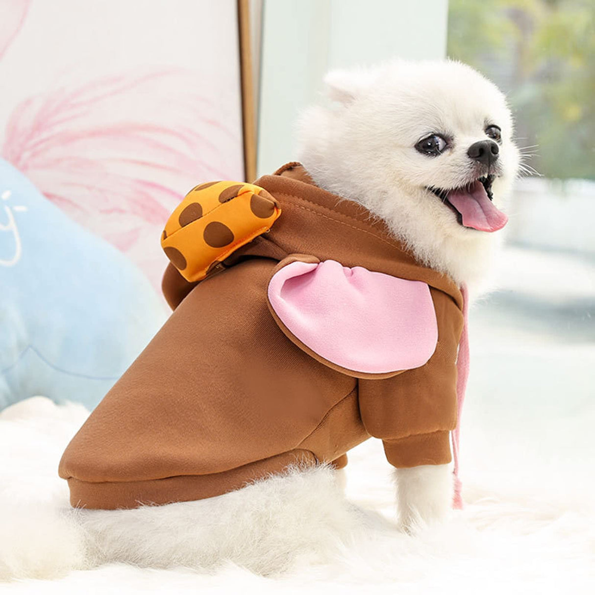 HDKUW Dogs Hoodie, Sweatshirt Fruit Warm Coat Sweater, Cold Weather Costume for Puppy Small Medium Dog (XL, Brown Mouse)