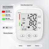 Blood Pressure Monitor Digital Wrist BP Machine Automatic BP Cuff (5.3 to 7.7 in) with 2 Users 180 Memory Voice Large LCD Display Adjustable Cuff USB Charging Carrying Case,White