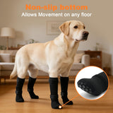 yrenoer Dog Socks 4-Pack Waterproof, Wear-Resistant, Non-Slip, Prevent Licking Paws, with Adjustable Straps to Prevent Slipping Off, Suitable for Wooden Floors, for Indoor and Outdoor Use (Black, L)