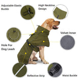 ODSSDAPU Dog Raincoat - Waterproof Winter Jacket with Velvet Inner, Reflective Strip, Black, 3XL