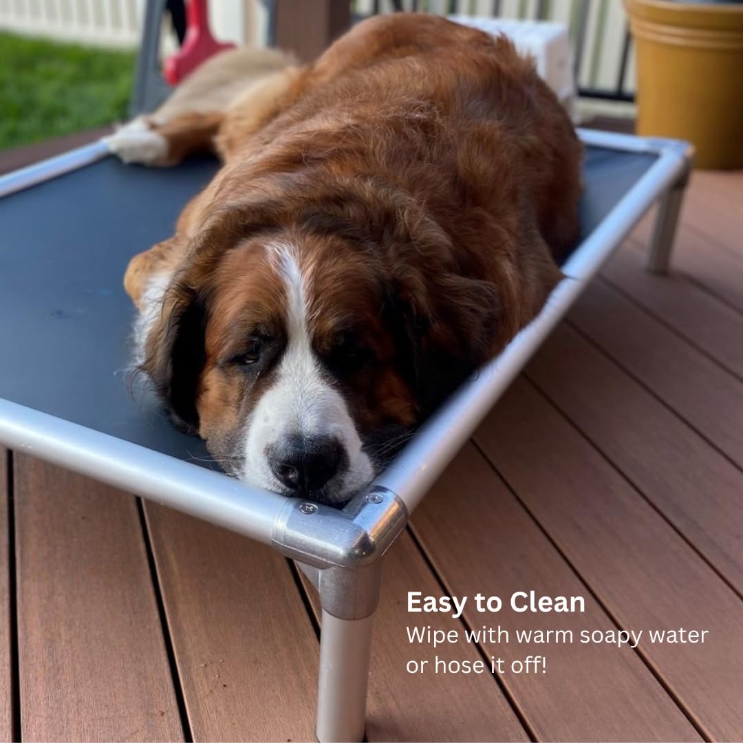 Kuranda Chewproof Elevated Dog Bed - Silver Aluminum - 30" x 20" - Cordura Nylon - Forest Green