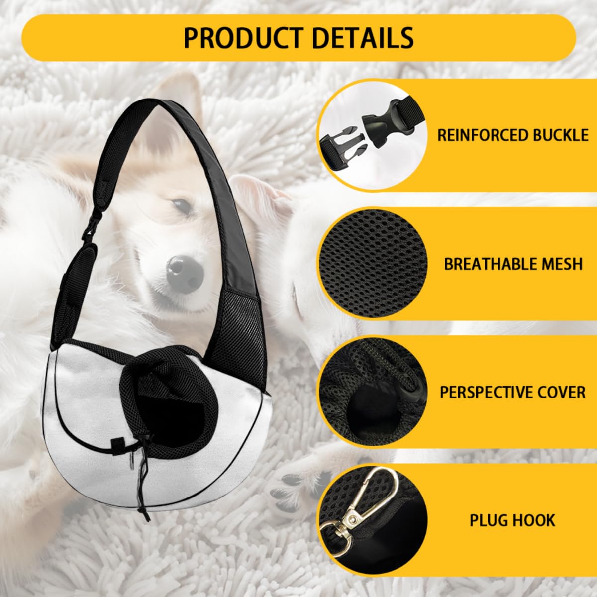 Snilety Sunflower Pet Sling Carrier for Small Dogs Cats Cow Print Cat Sling Carrier Breathable Puppy Carriers for Travel Walk Hands Free Cat Crossbody Shoulder Bag