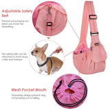 SlowTon Dog Carrier Sling - Hard Bottom Support Dog Carriers for Small Dogs with Adjustable Padded Shoudler Strap, Dog Purse for Puppy Cat Pet with Drawstring Opening Storage Zipper Pockets (Peach)