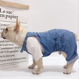 Pet Clothes Elastic Jeans Overalls Comfortable Washed Denim Cute Style for Puppy (S)