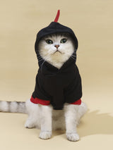 QWEEE Dinosaur Dog Hoodie - Warm Jacket for Puppy, Kitten, Small, Medium Dogs & Cats - Black, XL - Christmas & Halloween Costume