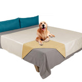 Ameritex Pet Bed Blanket Reversible 100% Waterproof Velvet Super Soft for Sofa and Bed (82x82 Inches, Cream+Sand)