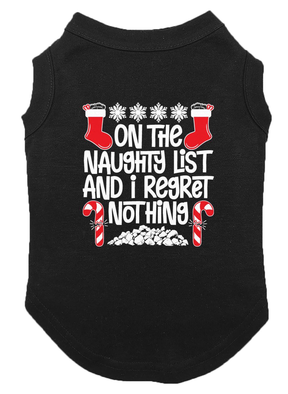 On The Naughty List and I Regret Nothing - Dog Shirt (Black, X-Large)