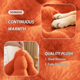 SOMAHE Self-Warming Dog Bed, Plush Faux Fur Mat with Anti-Slip Bottom, Ultra Soft Heated Pet Bed for Medium Large Dogs, Cozy Fluffy Pad for Carriers Couch Crate, Machine Washable, 35 x 27 Inch Orange