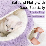 Plush Cat Bed Hooded Semi Enclosed Shell Shaped Pet Nest Cozy Warming Anti-Slip Small Dog Bed for Puppy and Kitten (Coffee, Small)