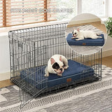 Bedsure Memory Foam Dog Bed for Medium Dogs - Orthopedic Waterproof Pet Mat for Crate with Removable Washable Cover and Nonskid Bottom - Water-Resistant Plush Flannel Fleece Top Pet Bed, Navy