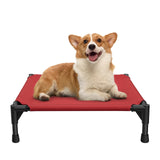 Love&go Elevated Dog Bed with Metal Frame, Cooling Raised Pet Cot for Dog and Cat (S - Red, Small-18.5x18.5x5.5 inch)