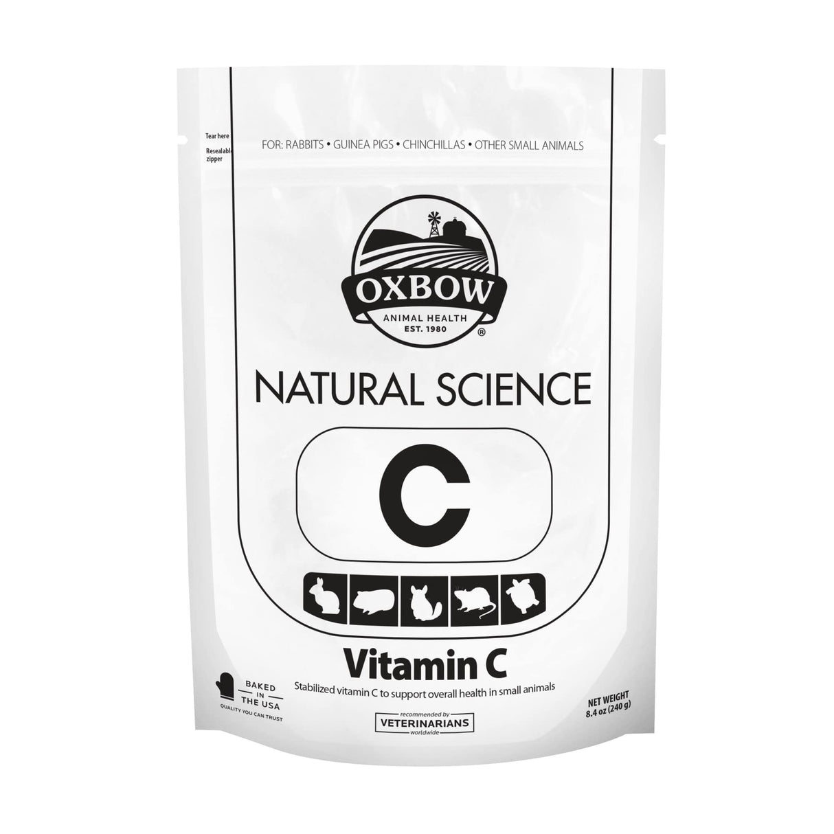 Oxbow Animal Health Natural Science Vitamin C Supplement, Vitamin C for Guinea Pig, Made with Oxbow Timothy Hay, Pet Supplements for Guinea Pigs, Veterinarian Formula, Made in USA, 8.4 oz
