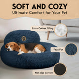 PetJett Calming Dog Bed Medium Size Dog - 30'' Donut Bed, Round Dog Bed, Anti-Slip & Washable Super Soft Fluffy Plush Round Bed, Anti-Anxiety Premium Comfort Pet Bed, Fits Dogs upto 45 lbs - Dark Grey