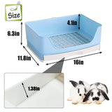 kathson Large Rabbit Litter Box Trainer, Potty Corner Toilet with Drawer Bigger Pet Pan for Adult Hamster, Guinea Pig, Ferret, Galesaur, Bunny and Other Animals (Blue)