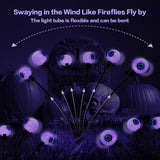 2PACK Scary Eyeballs Solar Garden Lights Halloween Decorations Outdoor,Swaying Firefly with 12LED Purple Spooky Lights - Waterproof Ornaments Solar Halloween Lights for Lawn, Patio, Party Decor