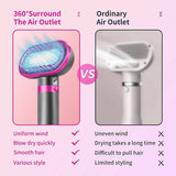HimyBB Dog Hair Dryer, 2-in-1 Dog Hair Blower with Brush, 3-Modes Blow Professional Home Grooming Drying for Small Large Cat Pet Puppy Rose