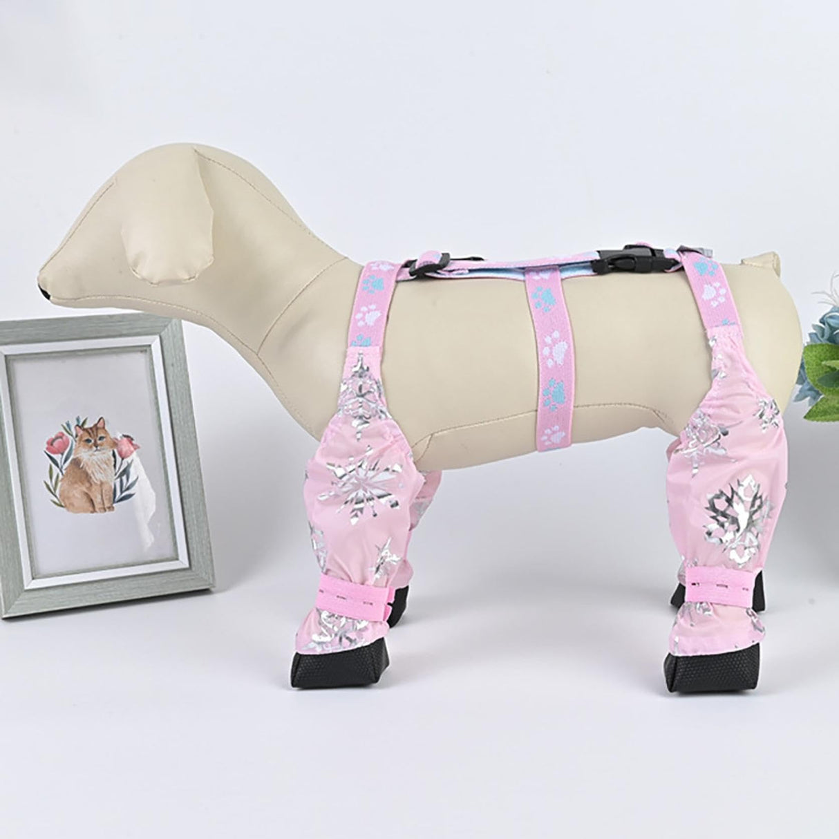 Paw Dog Boot Leggings, Dog Shoes, Dog Suspender Boots, Dirty Proof Dog Boot Leggings, Dog Paw Boot Leggings, Dog Boots with Suspenders for Outdoor Walking (Light Pink, XL)