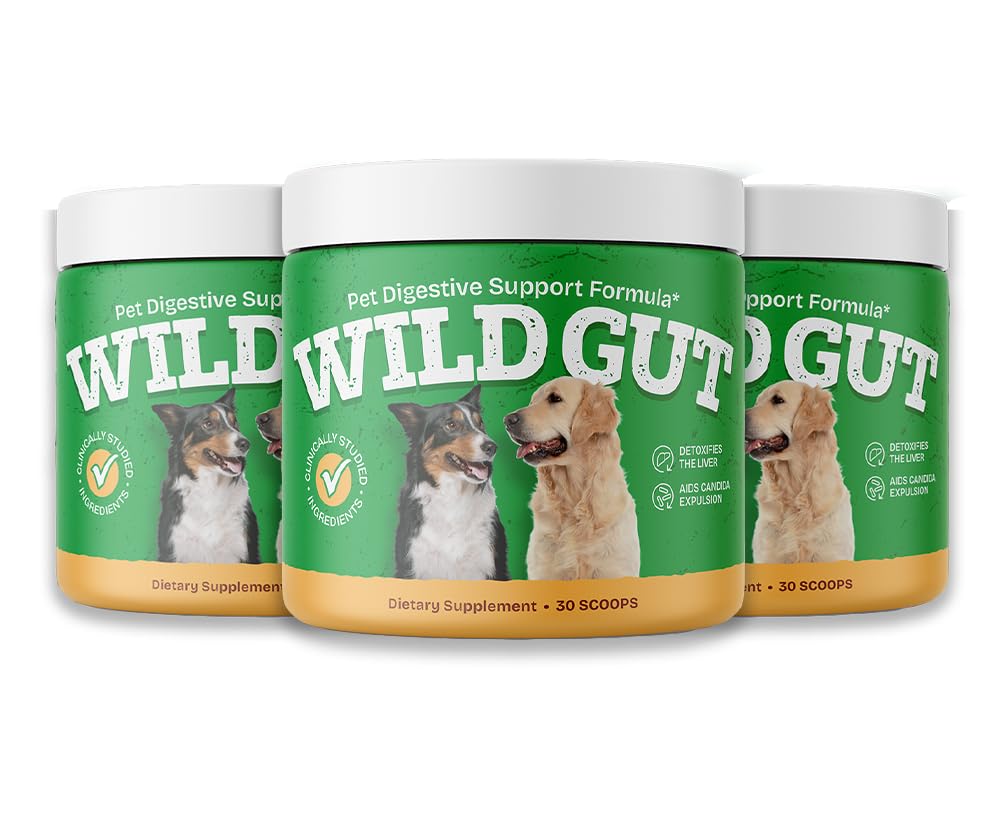 Wild Gut - Natural Probiotic Supplement for Pets | Supports Digestive Health & Gut Microbiome | 8 Probiotic Strains | 3 Bottles