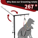 Phenfor Dog Grooming Table Arm with Hammock - Adjustable Height, Pet Grooming Hammock, No Sit Haunch Holders, Loop Noose Heavy-Duty Clamp (Black)