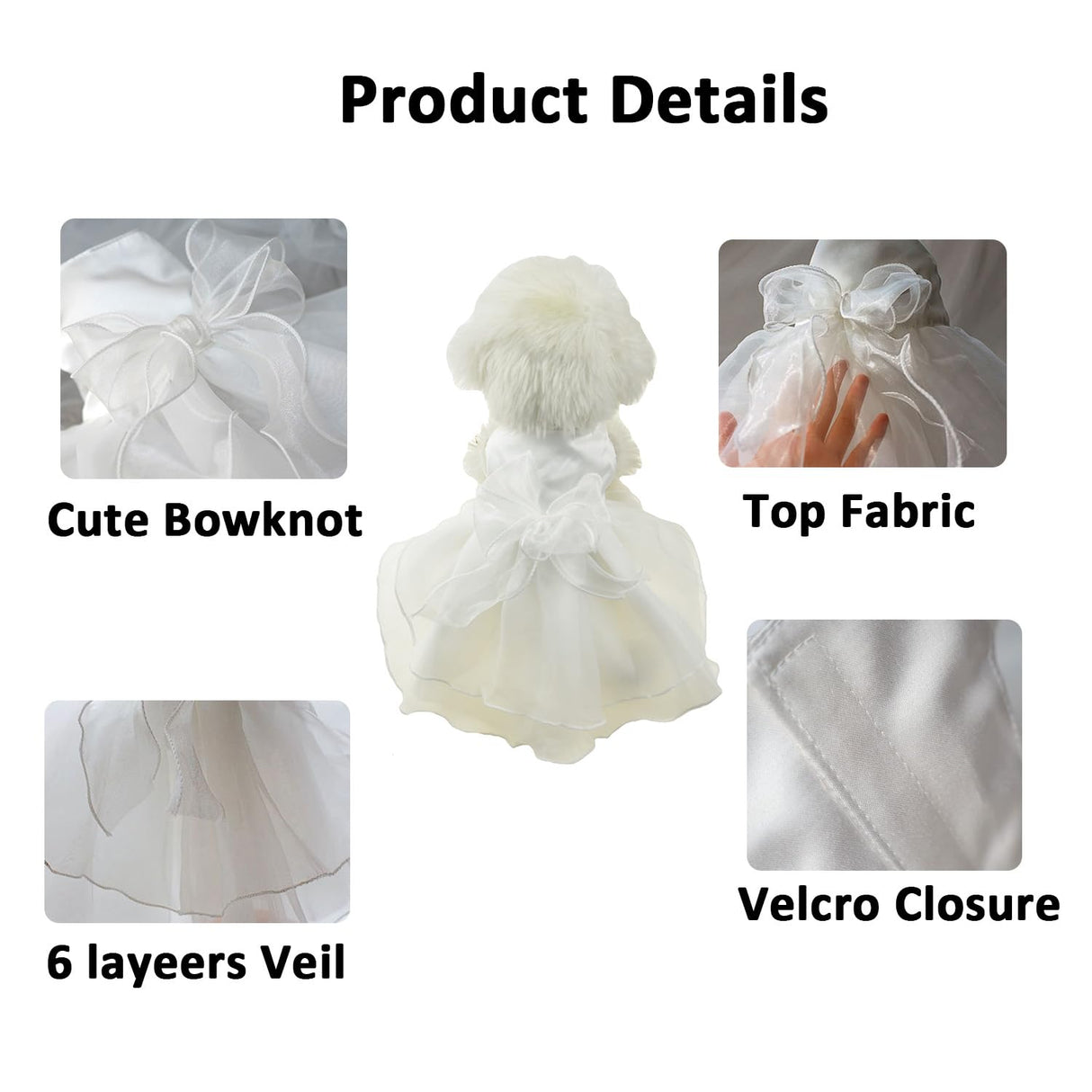 FLAdorepet White Dog Dress Tutu Princess Skirt with Bowknot Dog Luxury Formal Party Birthday Wedding Dress Bride Costume for Small Medium Dog (Small(5-6lbs), White)