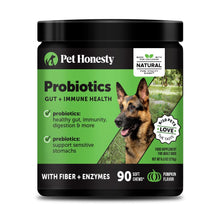 Load image into Gallery viewer, Pet Honesty Probiotics for Dogs - Digestive Enzymes Promotes Gut Health, Dog Probiotics for Bowel Support, Fiber for Regularity, Prebiotics for Immune Health &amp; Gut Flora (Pumpkin, 90 ct)
