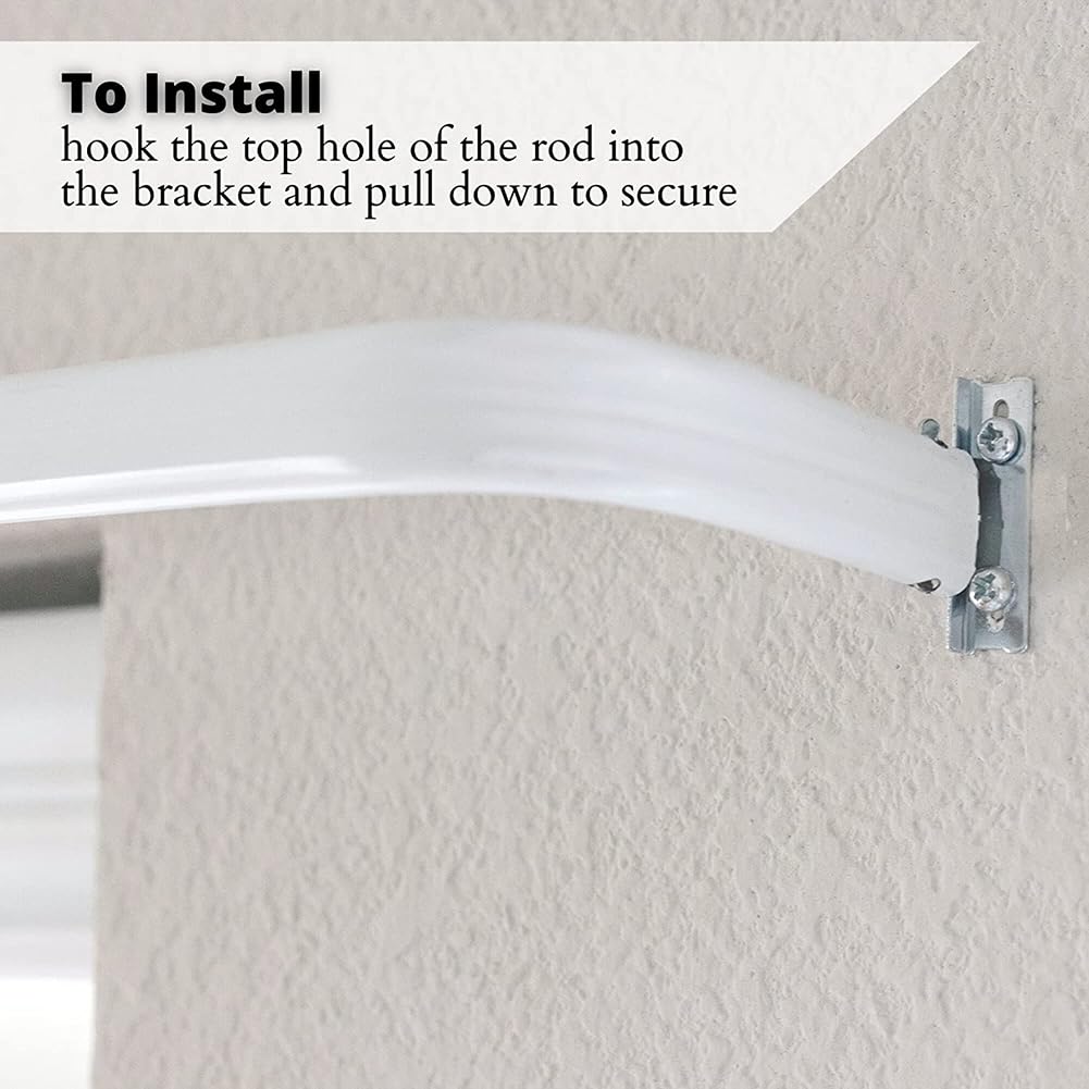 Blu-Pier Tech Heavy Duty Single Rod,Lock Seam Curtain Rod 28 to 48-Inch Adjustable Width, 2 1/2-Inch Projection，Hardware Included,White(Pack of 2)