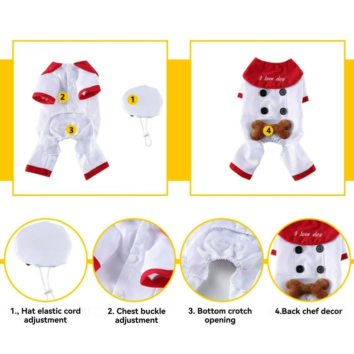 Layheld Cat Costume Dog Clothes Chef & Construction Worker 2PCs Set Funny Cosplay Partywear Photoshoot Cute Pet Outfit for Cat Small Dog (Chef,Large)