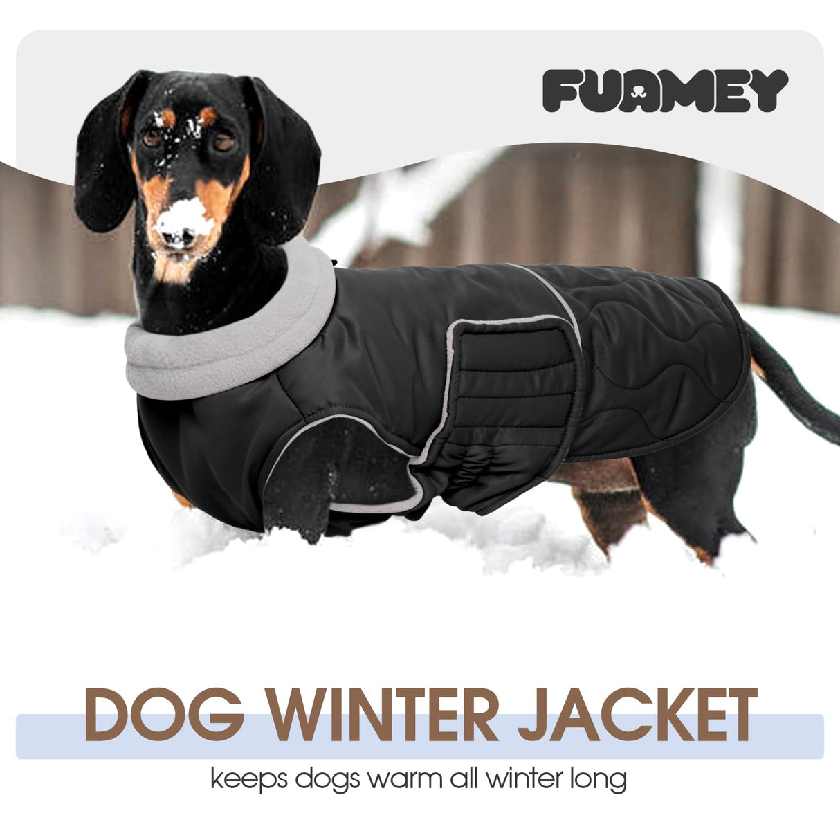 FUAMEY Warm Dog Coat for Cold Weather, Waterproof Large Dogs Jackets Fleece Lined, Adjustable Doggy Thermal Vest Sleeveless, Pet Winter Snowsuit Windpproof (Black, L)
