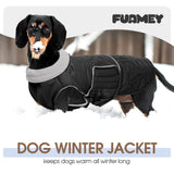 FUAMEY Warm Dog Coat for Cold Weather, Waterproof Large Dogs Jackets Fleece Lined, Adjustable Doggy Thermal Vest Sleeveless, Pet Winter Snowsuit Windpproof (Black, L)