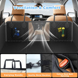 QUIBBLICK Back Seat Extender for Dogs, PU Leather Hard Bottom Truck Dog Seat Cover for Back Seat, Waterproof Pet Hammock Bed for Car with Side Flap, High Barrier Truck Pet Back Seat Covers