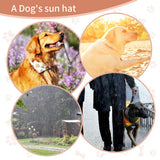 2024 New Outdoor Sun Protection Hood for Dogs, Canvas Hat With Ear Holes and Adjustable Neck Strap (Cloud Green, Medium)