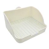 Rat Small Litter Box, 10"x8" Square Corner Litter Box Training Pan with Grid Potty Tray Toilet for Cage Small Animal/Rabbit/Guinea Pig/Bunny/Ferret (White)
