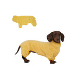 Dachshund Dog Fleece Jumpsuit Turtleneck Sweater, Suitable for Dachshunds, Winter Soft Cozy Dog Pajamas Clothes (Yellow, Medium)