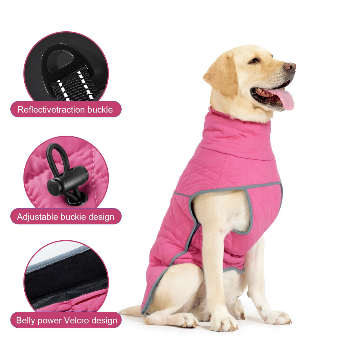 Medium to Large Dog Coat, Winter Dog Jacket, Puppy Cold Weather Coat, Suitable for Winter Warmth (Rose Red, X-Large)